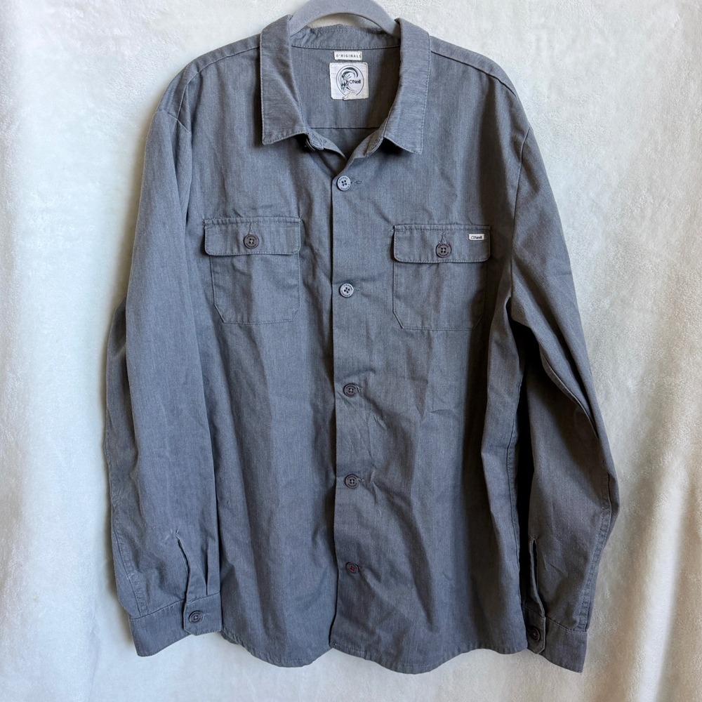 O'Neill O'riginals Mens Gray Workwear Button Up Shirt Two Chest Pockets Size XL